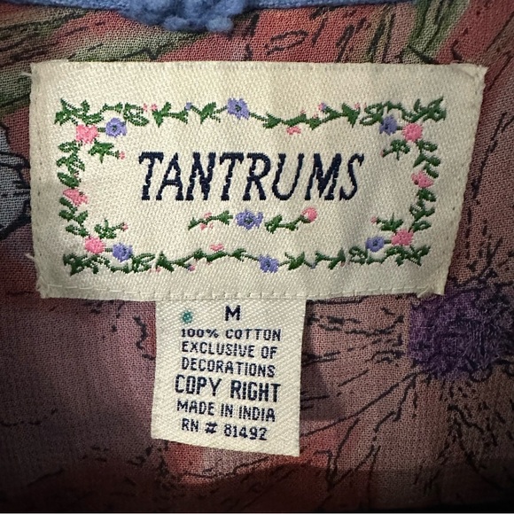 Tantrums Vintage Long Sleeve Blue Embroidered Floral Button Up Jacket Sz M GUC - Picture 5 of 7